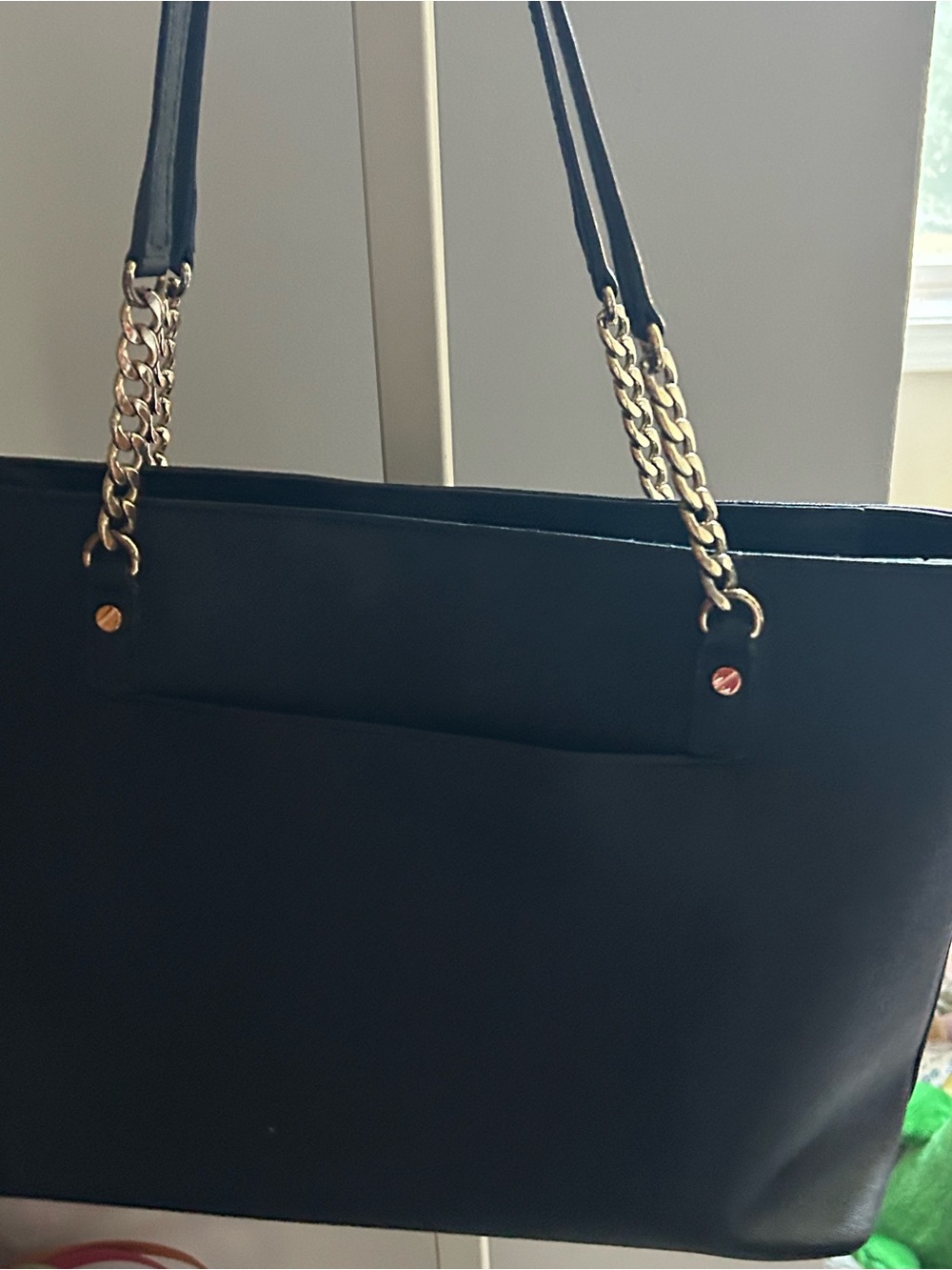 Michael Kors Black Shoulder Tote with Gold Chain Straps